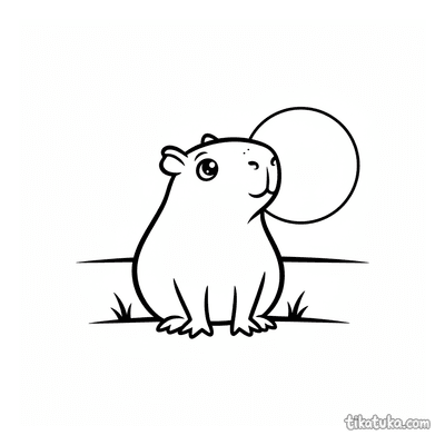 Simple Capybara Against Sunset