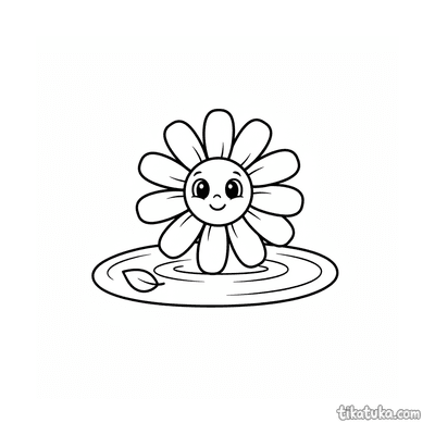 Daisy Floating in a Puddle