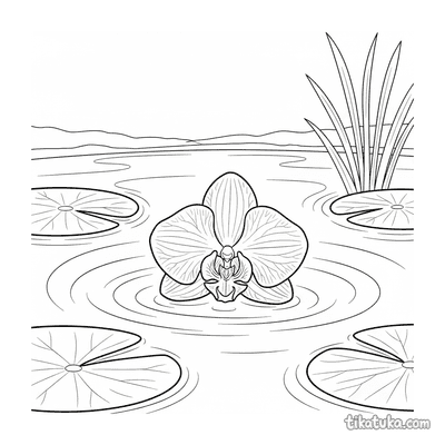 Orchid Floating in a Pond