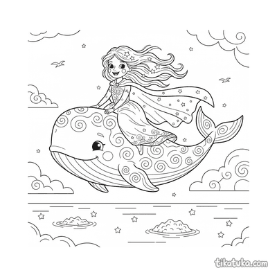 Sky Princess Riding Cloud Whale