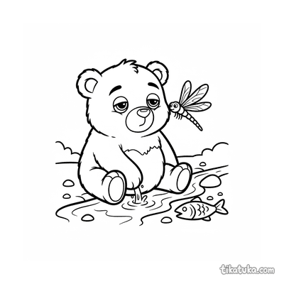 Bear Cub by the Stream