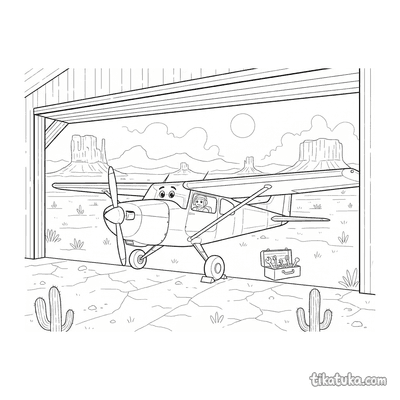 Small Plane in Desert Hangar