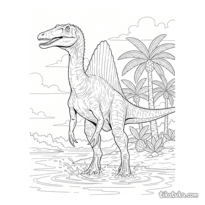 Spinosaurus Fishing in Tidal Lagoon