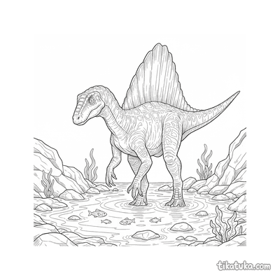 Spinosaurus Fishing in a Tidal Pool