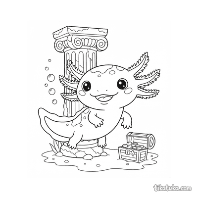 Spotted Axolotl Among Columns