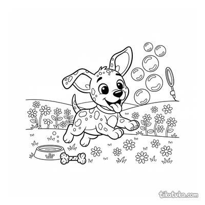 Dalmatian Puppy Chasing Bubbles