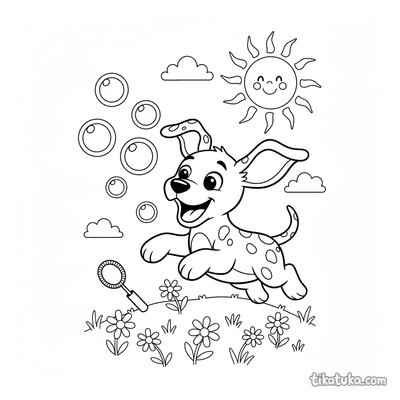 Dalmatian Puppy Chasing Bubbles