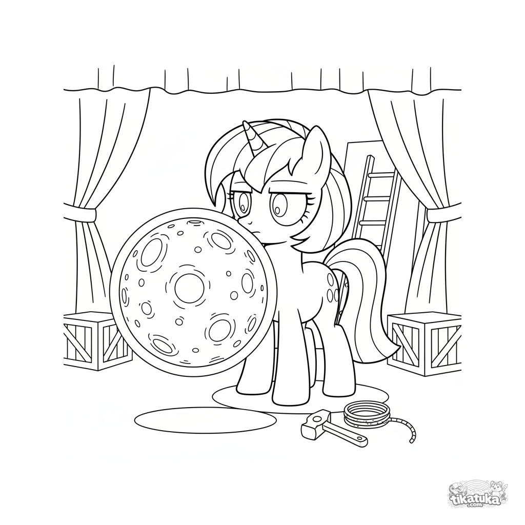 Stagehand Pony Moving a Prop with Magic