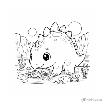 Stegosaurus Collecting Seashells