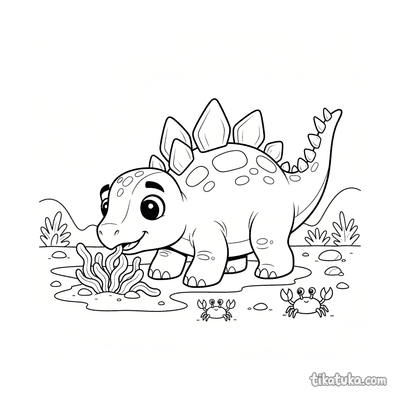 Stegosaurus Playing with Seaweed