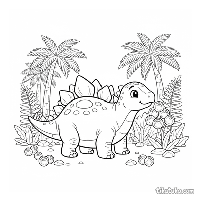 Stegosaurus in a Fern Grove