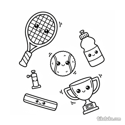 Sticker Sheet Tennis Equipment Icons