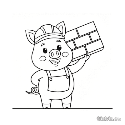 The Third Little Pig Holding a Brick