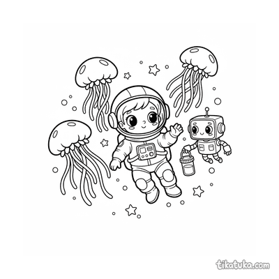 Tiny Astronaut with Space Jellyfish