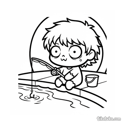 Tiny Zombie Fishing in Sewer Stream