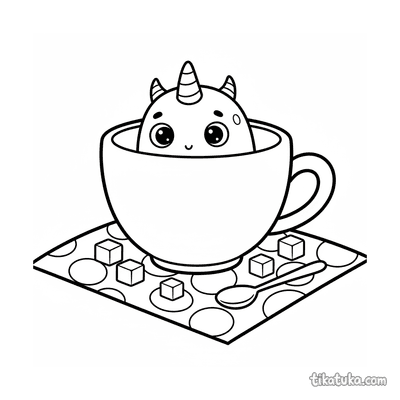 Tiny Horned Monster Hiding in Teacup