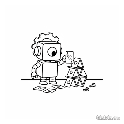 Tiny Robot Building a Card Tower