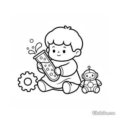 Toddler with Bubbling Potion Tube