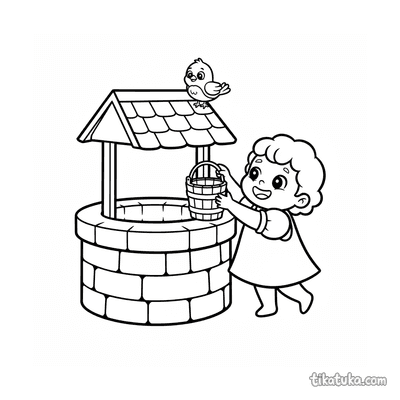 Toddler with Tiny Bucket at the Well