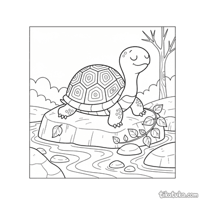 Turtle Basking on a Rock