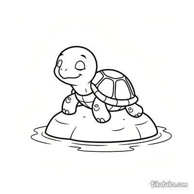 Turtle Basking on a Rock