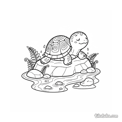 Turtle Basking on a Rock