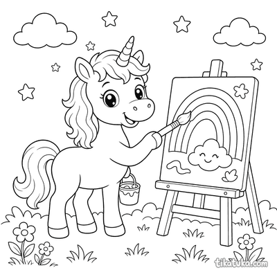 Unicorn Painting on a Rainbow