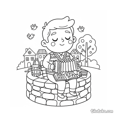 Village Musician Singing by the Well