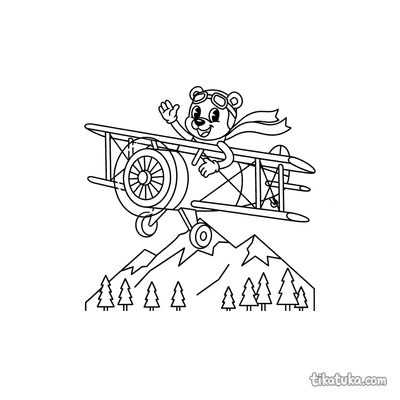 Vintage Biplane Over Mountains