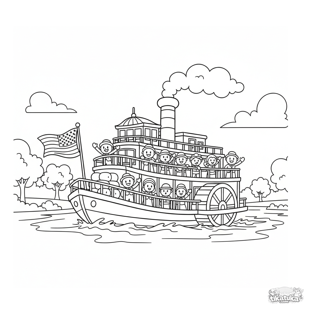 Vintage Paddle Steamer on Mississippi River