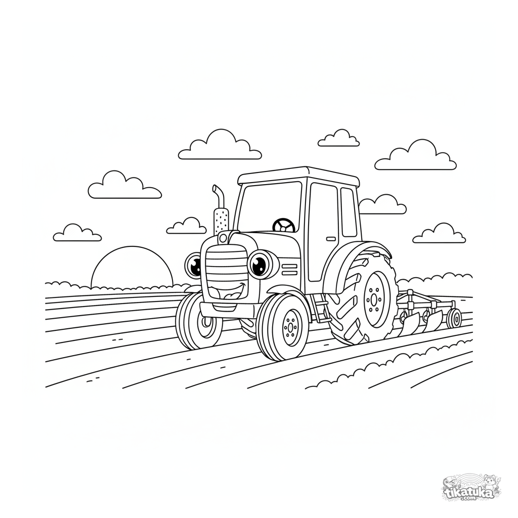 Vintage Tractor Plowing a Field at Dawn