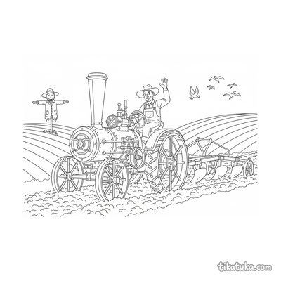 Vintage Steam Tractor Plowing