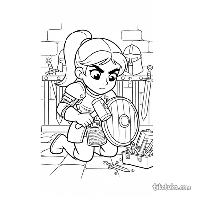 Warrior Princess Fixing Her Shield