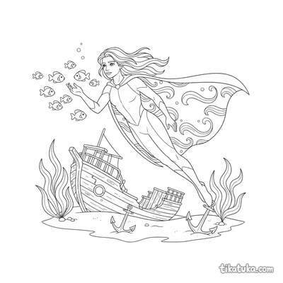Water Hero Exploring a Sunken Ship