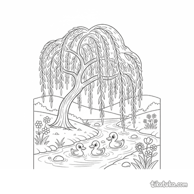 Willow Tree Over the Stream