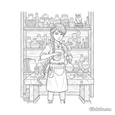 Young Alchemist Mixing Potions