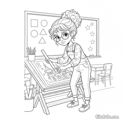 Young Architect Drawing Blueprints