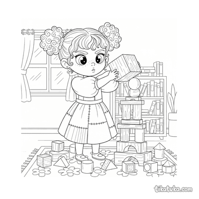 Girl Building a Block Tower