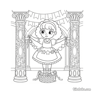 Girl Decorating the Festive Hall