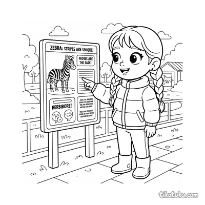 Girl at Zebra Info Sign