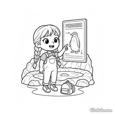 Girl Reading Penguin Zoo Sign