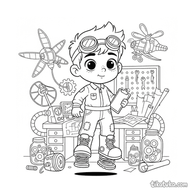 Young Inventor with Spring Boots